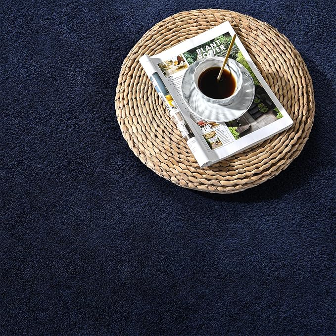 Area Rugs for Living Room Bedroom, 4 x 6 Ft Non-Slip Modern Area Rug, Soft Thickened Memory Foam Rug, Comfy Minimalist Indoor Carpet for Boys Girls Room Nursery Dorm Home Decor, Navy Blue