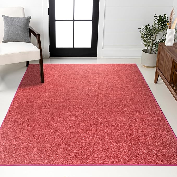 JONATHAN Y Haze Solid Low-Pile Red Indoor Area Rug 12x15, Coastal,Bohemian,Minimalist,Classic, Easy-Cleaning for Living Room,Bedroom,Kitchen,Pet Friendly,Non-Shedding (SEU100E-15)