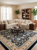 Rugs.com Yasmin Collection Rug – 8 Ft Square Navy Blue Medium Rug Perfect for Living Rooms, Kitchens, Entryways