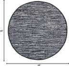 SAFAVIEH Rag Rug, Collection RAR121Z Handmade Boho Stripe Cotton Entryway Foyer Living Room Bedroom Kitchen Area Rug, 4', Round Black