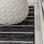 JONATHAN Y Williamsburg Minimalist Stripe Black/Cream Indoor Area Rug, 8x10, Contemporary, Modern, Easy-Cleaning for Living Room, Bedroom, Kitchen, Pet Friendly, Non-Shedding (MOH201F-8)