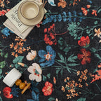 Floral Runner Rug 2x7 Washable Hallway Long Black Bedroom Carpet Non Slip Indoor Boho Kitchen Low Pile Accent Rug Lightweight Soft for Bathroom Dining Laundry Living Room