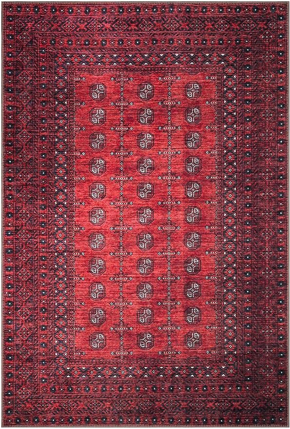 Keen Home Design 9x12 Rug - Machine Washable Area Rug with Non-Slip Backing, Ideal for Living Room, Dining Room, Bedroom - Vintage, Easy Clean, Durable, Low Pile Rug - (9' x 12')