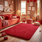 Ophanie Red Rugs for Bedroom Living Room, Fluffy Fuzzy Furry Carpet, Plush Soft Shaggy Bedside Indoor Floor 4x6 Area Rug for Kids Girls Boys Baby Teen Dorm Nursery Home Decor Aesthetic
