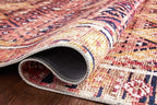Loloi Layla Collection LAY-15 Magenta/Multi 7'-6" x 9'-6" .13" Thick Area Rug, Soft, Durable, Vintage Inspired, Distressed, Low Pile, Non-Shedding, Easy Clean, Printed, Living Room Rug