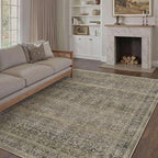 HUGEAR 8x10 Washable Area Rug Taupe Vintage Neutral Living Room Rug Soft Non Slip Large Distressed Carpet Low Pile Pet Friendly for Bedroom Dining Room