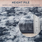 Beglad Fluffy Large Area Rugs 6x9 Feet, Modern Minimalist Style Shag Fuzzy Rugs, Non-Slip Indoor Carpet Soft Rugs for Kids Room, Bedroom & Living Room, Tie-Dyed Dark Blue