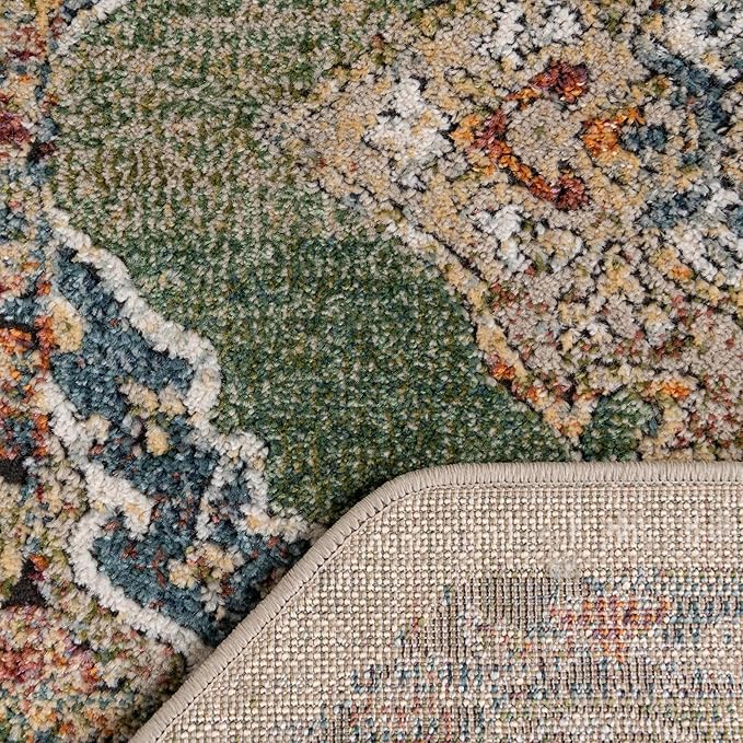 Unique Loom Isabella Collection Area Rug - Rossellini (5' 1" Octagon, Green/ Blue)