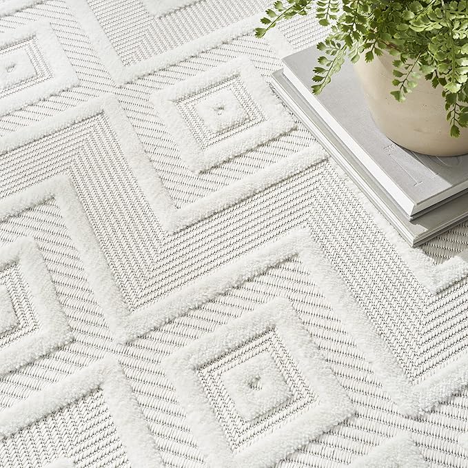 Nourison Home Versatile Ivory White 9' x Square Area Rug - Easy Clean, Non Shedding, Bed Room, Living Room, Dining Room, Kitchen (9' x Square)