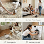 Bavni Washable Rugs 8x10-Machine Washable Rug Lightweight Low Pile, Vintage Floral Rug Non-Shedding Distressed Throw Carpet for Living Room Bedroom Office, Dark Espresso