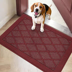 COSY HOMEER Non-Slip Door Mat 24"x36", Entryway Rugs Low Profile Absorbent Dirt Trapper Doormat for Front Entrance, Washable Polypropylene Entry Mat (Red)