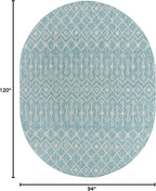 Unique Loom Outdoor Trellis Collection Area Rug - Tribal Trellis (7' 10" x 10' Oval, Aqua/ Ivory)