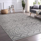 Beverly Rug Waikiki Indoor Outdoor Rug 5x7, Washable Outside Carpet for Patio, Deck, Porch, Trellis Area Rug, Water Resistant, Dark Grey - Light Grey