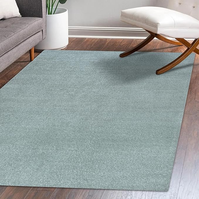 Eyely UES100S-3 Supersoft Haze Solid Low-Pile Indoor Area Rug Casual;Contemporary;Solid;Traditional, Bedroom, Kitchen, Living Room, Easy-Cleaning, Non-Shedding, 3 X 5, Light Blue