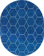 Unique Loom Trellis Frieze Collection Area Rug - Geometric (7' 10" x 10' Oval, Navy Blue/ Ivory)