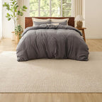 Bedsure 3x5 Faux Wool Area Rugs for Living Room, Machine Washable Carpet, Non-Slip Backing, Pet Friendly Throw Rug for Bedroom Dining Room, Natural Ivory