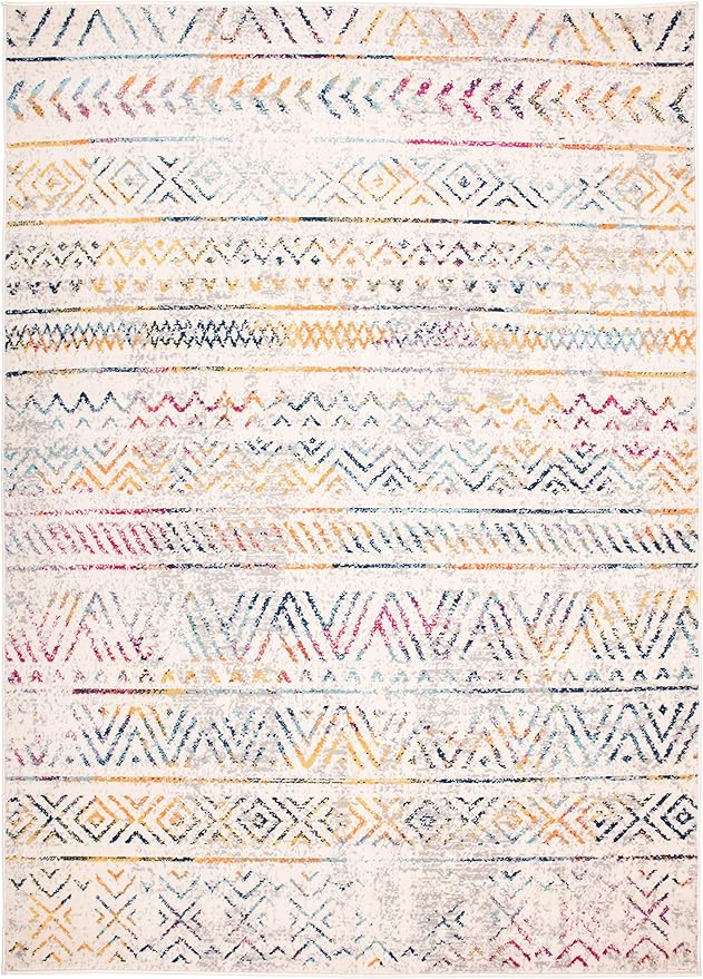 Rugshop Geometric Boho Area Rug – Multi Tribal Pattern, Perfect for Living Room, Bedroom, Office, 3x5