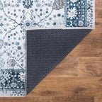 Bloom Rugs Caria Washable Non-Slip 8x10 Rug - Navy Blue Traditional Bordered Area Rug for Living Room, Bedroom, Dining Room, and Kitchen - Exact Size: 7'8" x 10'