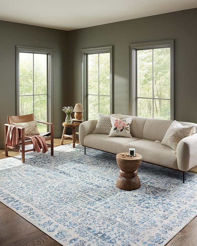 Loloi Rifle Paper Co. Maison Collection MAO-07 Blue 2'-0" x 5'-0", .19" Pile Height, Accent Rug