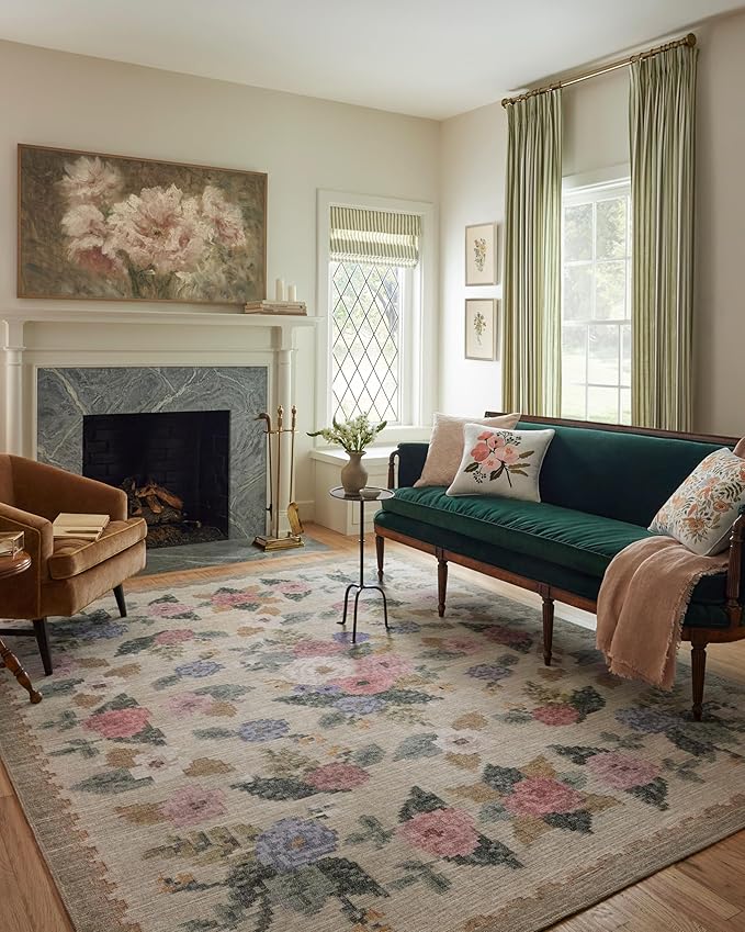 Loloi Rifle Paper Co. Rosa Collection RSA-02 Cream/Multi 7'-6" x 9'-6" Area Rug
