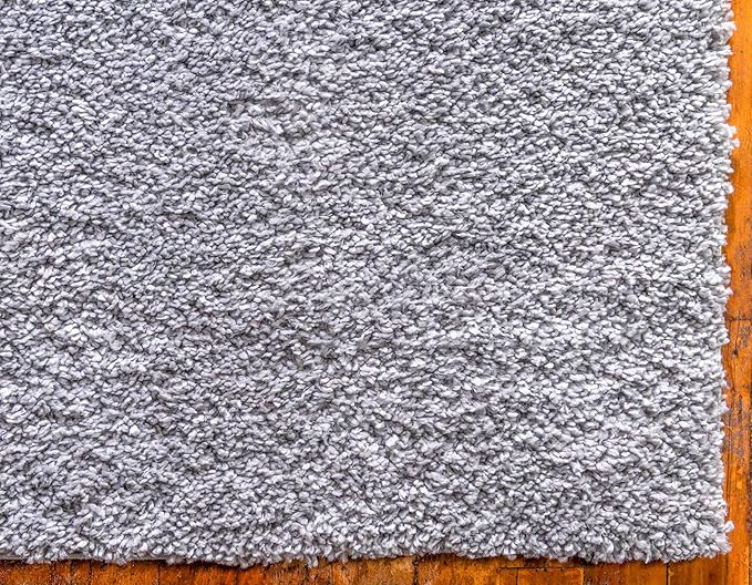 Unique Loom Davos Shag Collection Area Rug - Solid (6' 1" x 9' Rectangle, Sterling)