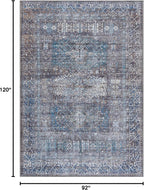 Bloom Rugs Washable 8' x 10' Rug - Slate Gray/Blue Traditional Area Rug for Living Room, Bedroom, Dining Room, and Kitchen - Exact Size: 8' x 10'
