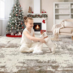 5x8 Area Rug Living Room Rugs - Washable Neutral Modern Abstract Soft Thin Rug Indoor Floor No Slip Rug Carpet for Bedroom Under Dining Table Home Office Decor - Brown/Grey/Beige