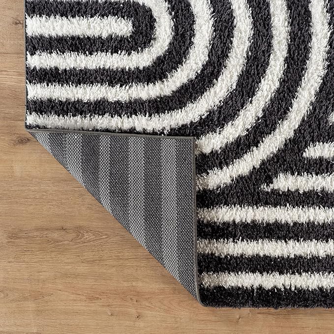 Rugshop Abstract Arch Shag Area Rug Anthracite Dark Gray 5' x 7' Great for Bedrooms, Living Rooms, or Under Coffee Tables