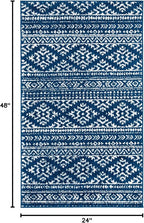 SAFAVIEH Tulum Collection Accent Rug - 2' x 4', Navy & Ivory, Moroccan Boho Tribal Design, Non-Shedding & Easy to Clean, Ideal for Front Door, Kitchen, Entryway, Foyer (TUL272N)