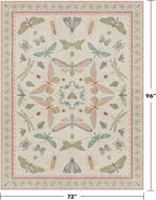 Pastel Pink Girls Rugs for Bedroom 6x8 - Washable Area Rug for Living Room, Dining Room Under Table, Boho Butterfly Cut Design, Low Pile & Soft Stain Resistant Carpet