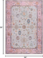 GLN Rugs Traditional Collection - Machine Washable Area Rug, Traditional Washable, Non Slip, Low Pile Chenille Rug, Living Room, Bedroom, Kitchen Rug (2' x 3' Pink/Blue/Multicolor)
