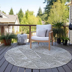 Addison Rugs Chantille ACN591 Ivory 8' x 8' Indoor Outdoor Round Rug, Easy Clean, Machine Washable, Non Shedding, Bedroom, Living Room, Dining Room, Kitchen, Patio Rug