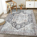 Bloom Rugs Washable Non-Slip 5' x 7' Rug - Charcoal/Brown Traditional Medallion Area Rug for Living Room, Bedroom, Dining Room, and Kitchen - Exact Size: 5' x 7'