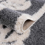 Hauteloom Tilos Moroccan Farmhouse Living Room Bedroom Nursery Shag Area Rug - Shaggy Carpet - Tiger Pattern - High Plush Pile - Dark Grey, Charcoal, Beige, Cream - 5'3" x 7'