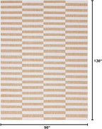 Unique Loom Outdoor Collection Classic Stripes, Transitional Indoor & Outdoor Area Rug 8' 0" x 11' 0", Light Brown/ Ivory