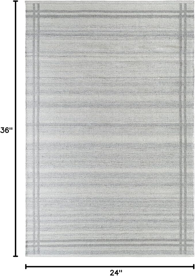 Mark&Day Wool Rugs, 2x3 Janmichael Solid and Border Gray Area Rug, Grey Ivory Carpet for Living Room, Bedroom or Kitchen (2' x 3')