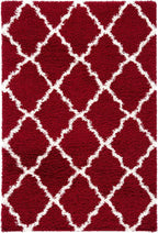 SAFAVIEH Dallas Shag Collection Area Rug - 5'1" x 7'6", Red & Ivory, Trellis Design, Non-Shedding & Easy Care, 1.5-inch Thick Ideal for High Traffic Areas in Living Room, Bedroom (SGD257Q)