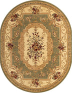 Unique Loom Versailles Collection Traditional Classic Floral Motif Area Rug (7' 11 x 10' 0 Oval, Green/Ivory)