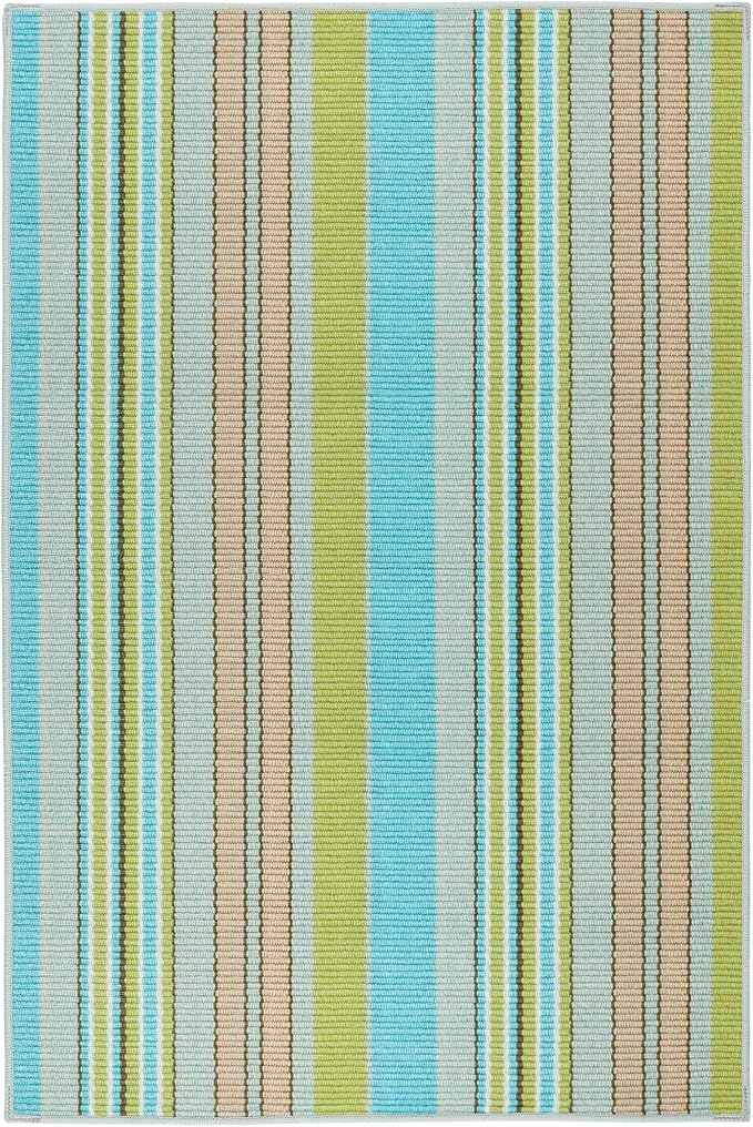 Dash & Albert Aquinnah Ticking Machine Washable Rug, 6 X 9 Feet, Multi Stripe Pattern