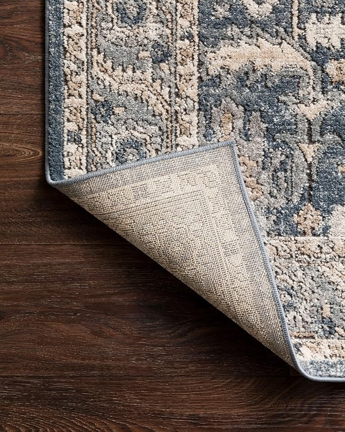Loloi Teagan Collection TEA-03 Denim/Pebble 9'-9" x 13'-6" Area Rug, Large, Soft Neutral Rug, High-Traffic for Living Room, Bedroom, Home Office, Dining Area