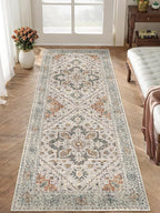 Tangsoo 2x6 Washable Runner Rug for Hallways, Non Slip Vintage Runner Rugs, Soft Low Pile Long, Print Distressed Greye Carpet Runners for Kitchen Bedroom Entryway Bathroom Living Room