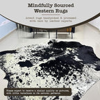 Genuine Cowhide Rug - Natural Leather Hide Rugs for Living Room & Area Rug for Bedroom - Real Cowhides Rug for Rustic Home Decor - Black Speckled Cowhide Rugs Collection, 6x6-7ft