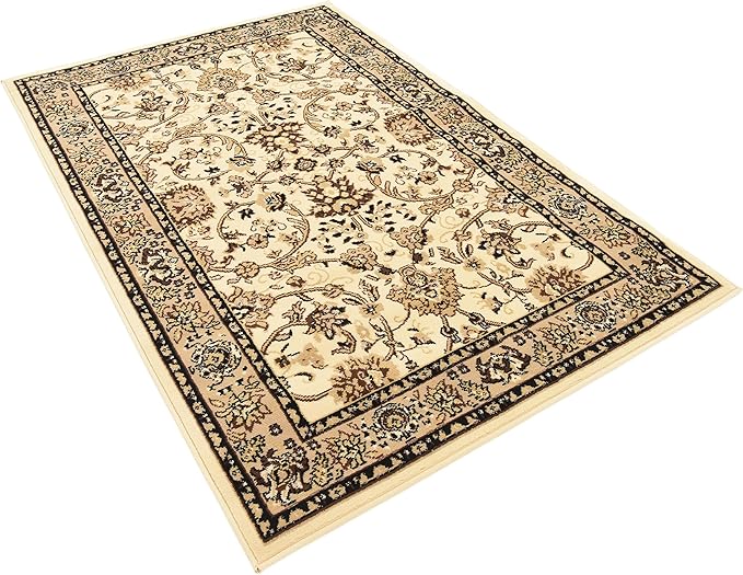 Unique Loom Sialk Hill Collection Area Rug - Washington (4' 1" x 6' 1" Rectangle Ivory/Black)