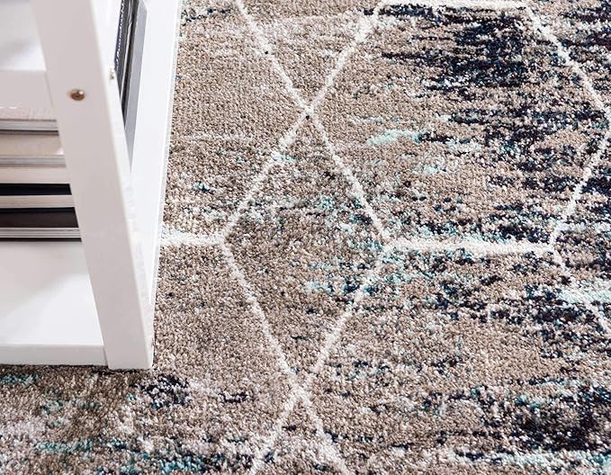 Unique Loom Trellis Frieze Collection Area Rug - Geometric (5' x 8', Blue Multi/ Ivory)