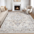 10x13 Area Rugs Living Room: Washable Boho Large Neutral Vintage Soft Rug Stain Resistant Farmhouse Non Slip Indoor Floor Carpet for Bedroom Nursery Kids Playroom Office Dining Room- Cream Grey