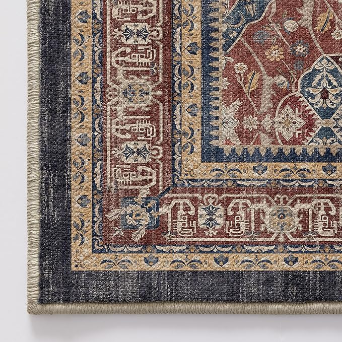 LUMI Washable Area Rug 8x10 for Living Room, Ultra Soft Stain Resistant Carpet with Non Slip Rubber Backing, Non-Shedding Low Pile Rugs for Bedroom, Dining Room, Indoor, Office