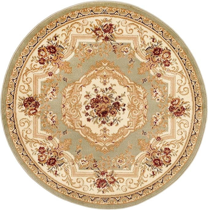 Rugs.com Chateau Collection Rug – 8' x 11' Cream Medium Rug Perfect for Kitchens, Dining Rooms