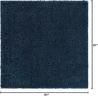 Unique Loom Solid Shag Collection Area Rug (5' 1" Square, Sapphire Blue/ Navy Blue)