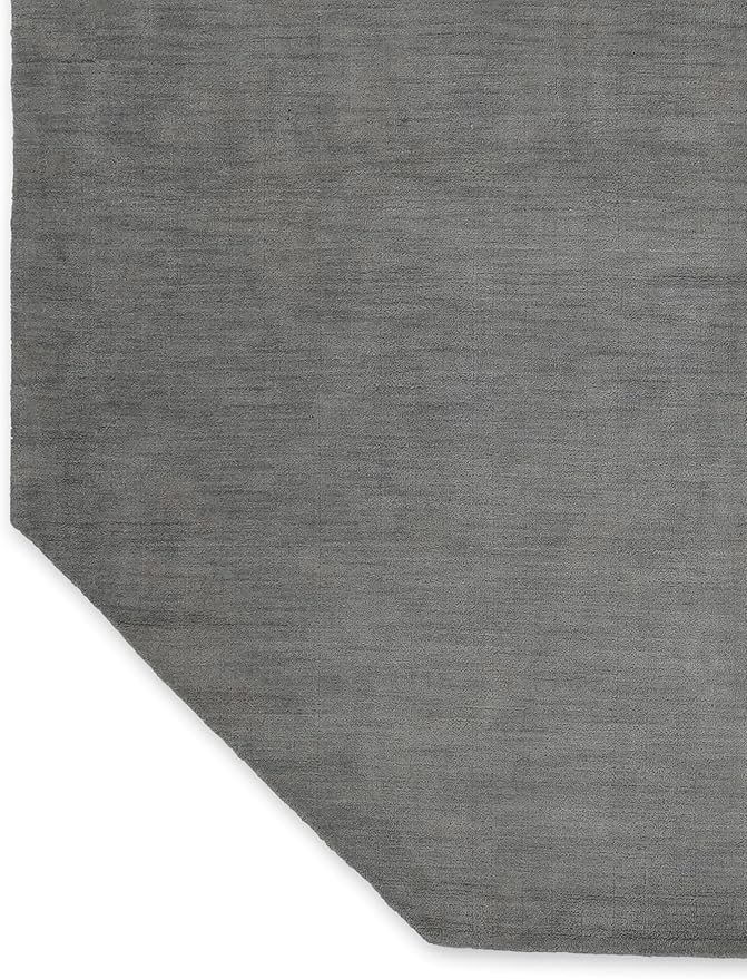 Hand Knotted Loom Wool ECO-Friendly Area Rugs - 6'x6', Octagon, Light Blue Color, Solid Plain Design, High Pile Handmade Anti Skid Area Rugs for Living Room, Bed Room (L00111)