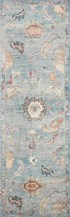 Loloi Margot Collection MAT-06 Denim/Multi 2'-0" x 5'-0" Accent Rug feat. CloudPile, No-Shed Easy Clean Large Patterned Area Rug for Living Room, Bedroom, Dining Area